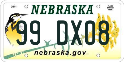 NE license plate 99DX08