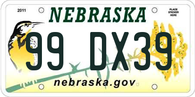 NE license plate 99DX39