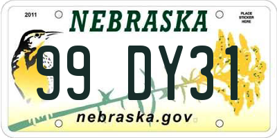 NE license plate 99DY31