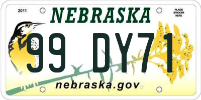 NE license plate 99DY71