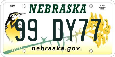 NE license plate 99DY77