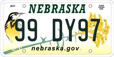 NE license plate 99DY97