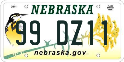 NE license plate 99DZ11