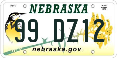 NE license plate 99DZ12