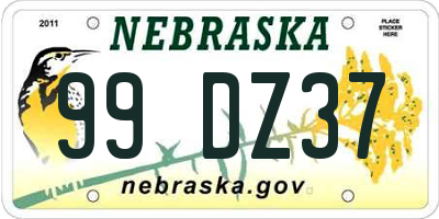 NE license plate 99DZ37