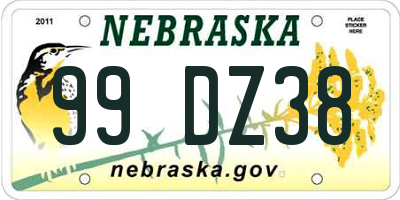 NE license plate 99DZ38