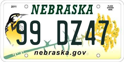 NE license plate 99DZ47