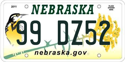 NE license plate 99DZ52