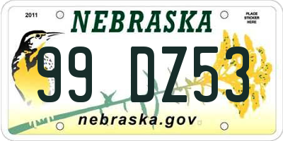 NE license plate 99DZ53