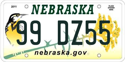 NE license plate 99DZ55