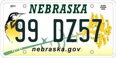 NE license plate 99DZ57