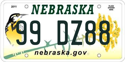 NE license plate 99DZ88