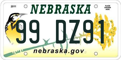 NE license plate 99DZ91