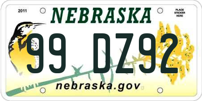 NE license plate 99DZ92