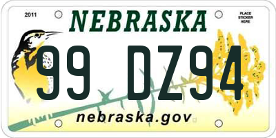 NE license plate 99DZ94