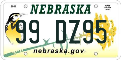 NE license plate 99DZ95