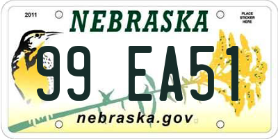 NE license plate 99EA51