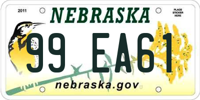 NE license plate 99EA61