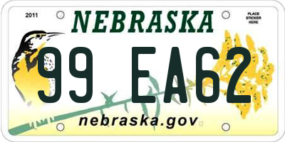 NE license plate 99EA62