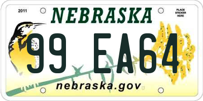 NE license plate 99EA64