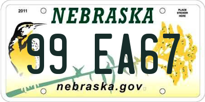 NE license plate 99EA67