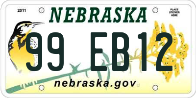 NE license plate 99EB12