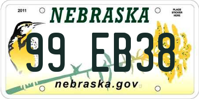 NE license plate 99EB38