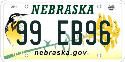 NE license plate 99EB96