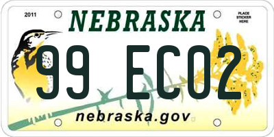 NE license plate 99EC02