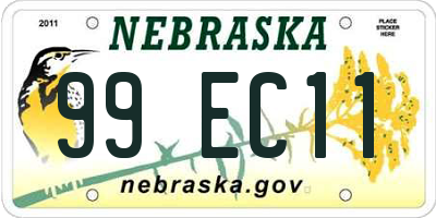 NE license plate 99EC11