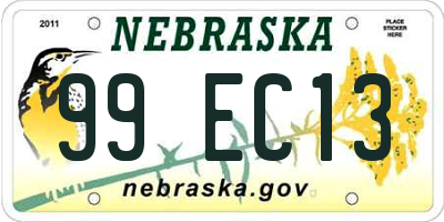 NE license plate 99EC13