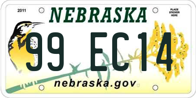 NE license plate 99EC14