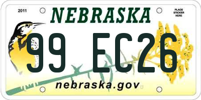 NE license plate 99EC26