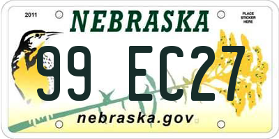 NE license plate 99EC27