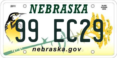 NE license plate 99EC29