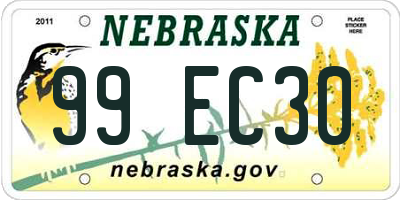 NE license plate 99EC30