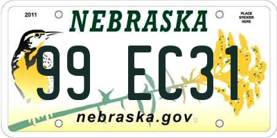 NE license plate 99EC31