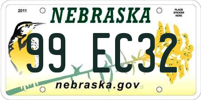 NE license plate 99EC32