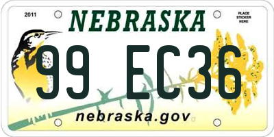 NE license plate 99EC36