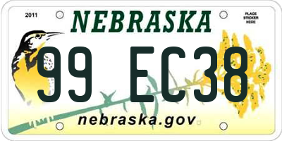 NE license plate 99EC38