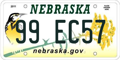 NE license plate 99EC57