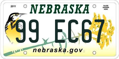 NE license plate 99EC67