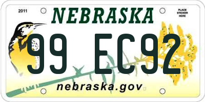 NE license plate 99EC92