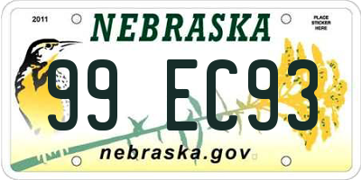 NE license plate 99EC93