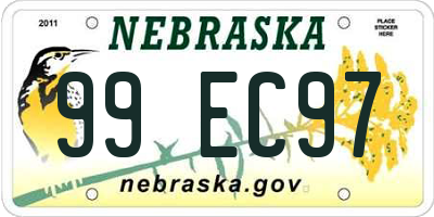 NE license plate 99EC97