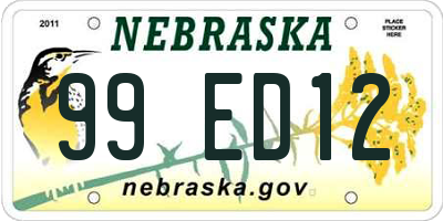 NE license plate 99ED12