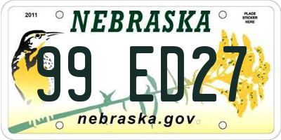 NE license plate 99ED27