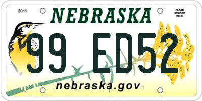 NE license plate 99ED52