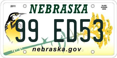 NE license plate 99ED53