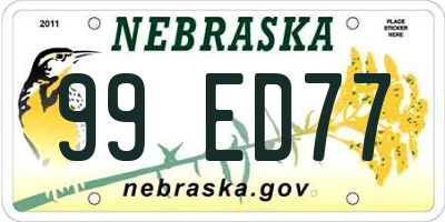 NE license plate 99ED77